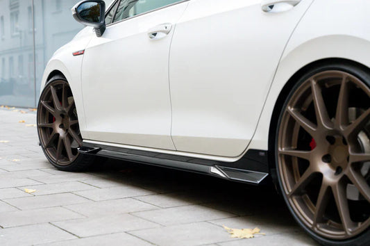 VW GOLF GTI MK8 / MK8.5 EVO-1 GLOSS BLACK SIDE SKIRTS BY ZAERO (2020+)