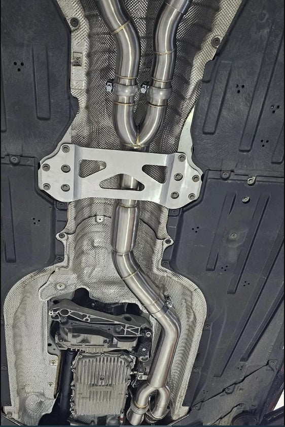 BMW G8X M3/M4 Single Merge Midpipe/Y-Pipe – Resonated Center/Centre Section 3.5in (89mm) 2-into-1 Exhaust Link Pipe, OPF/GPF & Center Silencer/Mid Box Delete, Larger Mid Brace – Fits G80 G81 G82 G83 S58