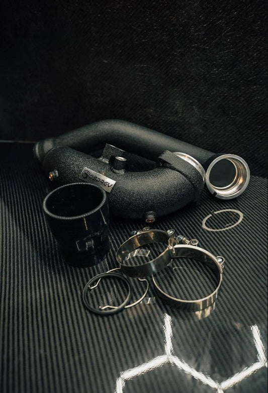 BMW G-Series B58 Charge Pipe / Boost Pipe Upgrade - Alloy Intercooler/Turbo Outlet Pipe & Boost Tube, CNC MAP Sensor Boss, Meth Bung, Plug-and-Play OEM Fit, Osprey Wrinkle Black Coating, Custom Colours - Fits M340i M440i 540i G20 G22 G30 G21 G42