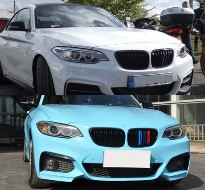 BMW 2 Series F22 Coupe F23 Convertible & M2 F87 Front Kidney Grilles, Gloss Black or Carbon Fibre Look ABS Replacement Pair, 20142020