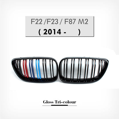 BMW 2 Series F22 Coupe F23 Convertible & M2 F87 Front Kidney Grilles, Gloss Black or Carbon Fibre Look ABS Replacement Pair, 20142020