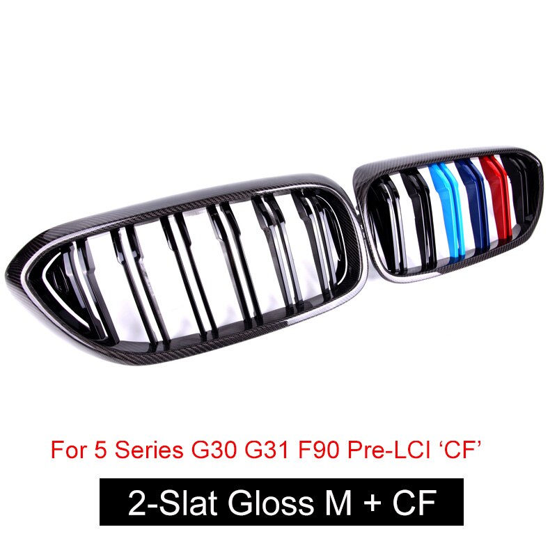 Front Kidney Grille/Grill Replacement for BMW 5 Series G30 G31 & F90 M5 Pre-Facelift 2017-2019 | OEM Style Radiator/Nose Grills | Single/Double Slat | Gloss Black, Matte Black or Carbon Look | Saloon & Touring Shadowline Upgrade