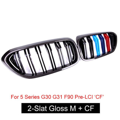 Front Kidney Grille/Grill Replacement for BMW 5 Series G30 G31 & F90 M5 Pre-Facelift 2017-2019 | OEM Style Radiator/Nose Grills | Single/Double Slat | Gloss Black, Matte Black or Carbon Look | Saloon & Touring Shadowline Upgrade