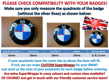 Silver and Gloss Black Carbon effect Badge Emblem Over lays BMW