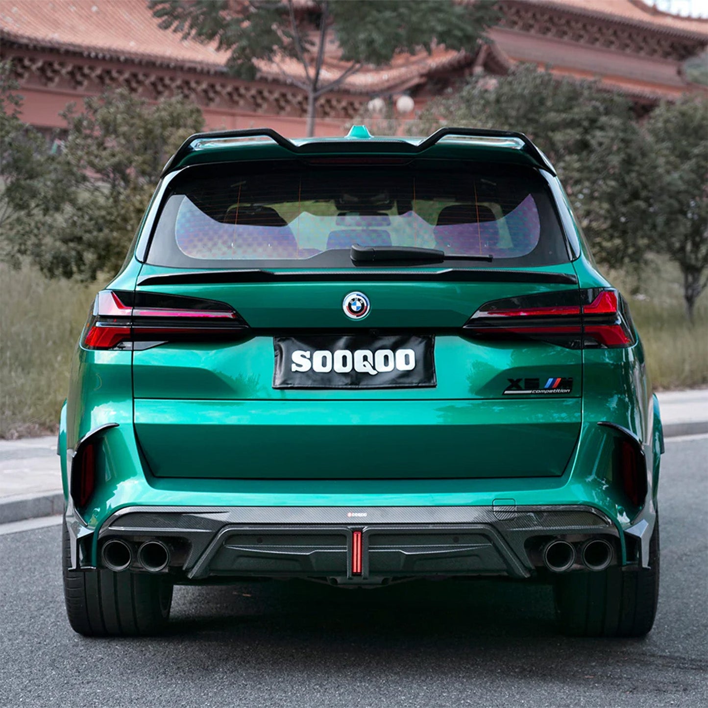 SooQoo BMW F95 X5M LCI Rear Diffuser In Gloss Carbon Fibre