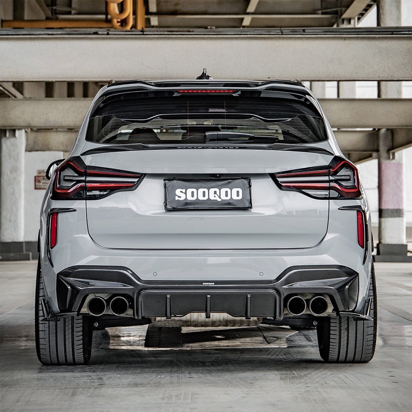 SooQoo BMW F97 X3M LCI SQ Rear Spoiler In Gloss Pre Preg Carbon Fibre (Facelift 2022+)