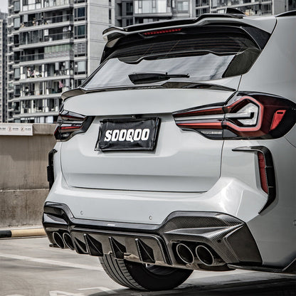 SooQoo BMW F97 X3M LCI SQ Rear Canards In Gloss Pre Preg Carbon Fibre (Facelift 2022+)