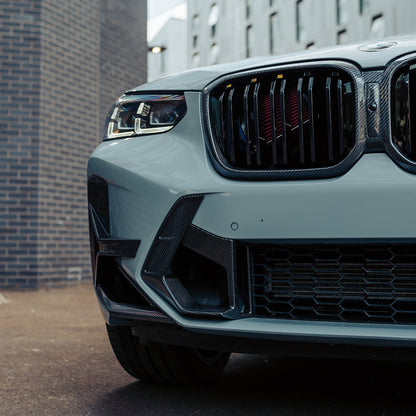 SooQoo BMW X3M F97 & X4M F98 LCI Front Canards In Gloss Pre Preg Carbon Fibre (Facelift 2022+)
