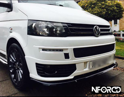 Volkswagen VW Transporter T5.1 Front Splitter - Gloss Black ABS Front Lip Spoiler by KSB, Front Bumper Splitter, Fitting Kit Included, UK Made