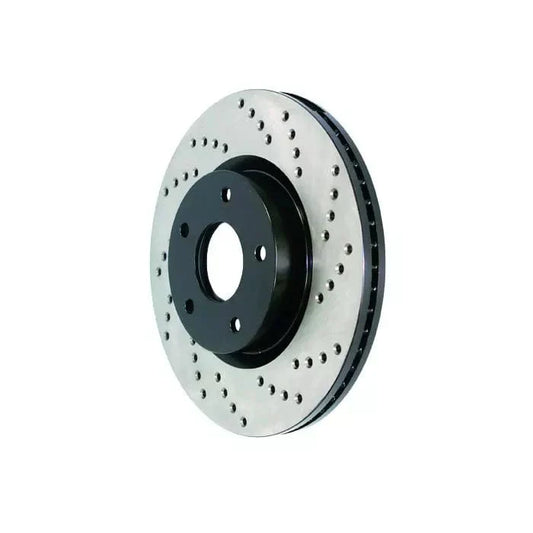 StopTech Sport Cross-Drilled Front Brake Disc/Rotor 345mm for Volvo S90 2016+ & XC90 2014+ | Perforated Vented High Carbon OE Replacement Upgrade | 5x108 | Black E-Coated | 128.39054L / 128.39054R