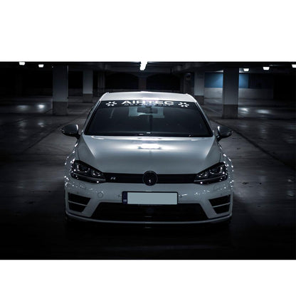 Official AIRTEC Motorsport Sunstrip Windscreen/Windshield Banner - Black Vinyl Window Visor Sticker 130cm x 22cm, Universal Car & Van Header Decal, Top Sun Shade Strip, Printed White Logo