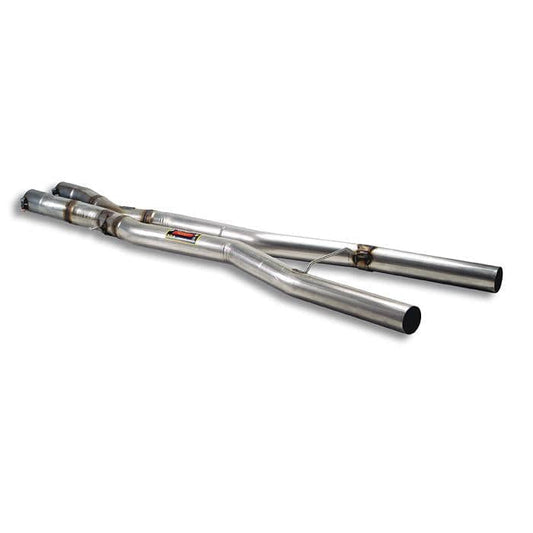 Supersprint BMW M5 E60 S85 V10 70mm X-Pipe Midpipe (Section 2 Centre/Center) 2003-2009 | Non-Resonated Resonator Delete | Silencer/Muffler Delete Straight Mid Pipe | X Crossover Mid Section 2.75" Performance Exhaust | Part 988713