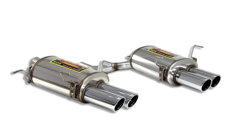 Supersprint BMW E60 M5 S85 5.0 V10 Axle-Back Exhaust Rear Section - Rear Mufflers / Back Boxes / Tail Boxes (Rear Cans, End Silencers) | Slip-On Clamp Fit, Direct Replacement Pair (Left & Right) | 2003-2009 | 988706-988736