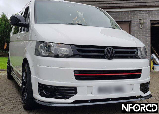 Volkswagen VW Transporter T5.1 Front Splitter - Gloss Black ABS Front Lip Spoiler by KSB, Front Bumper Splitter, Fitting Kit Included, UK Made