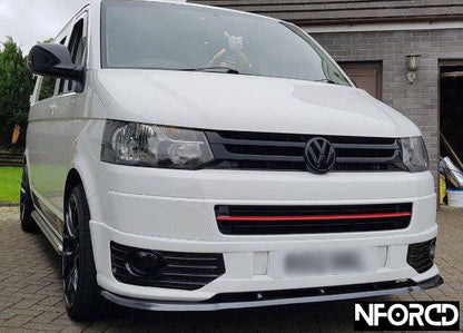 Volkswagen VW Transporter T5.1 Front Splitter - Gloss Black ABS Front Lip Spoiler by KSB, Front Bumper Splitter, Fitting Kit Included, UK Made