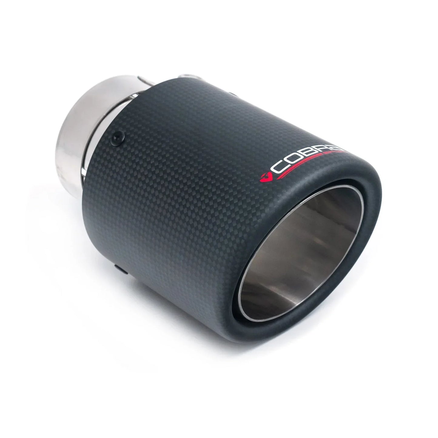 Ford Fiesta Mk8 1.0 EcoBoost 2018+ Carbon Fibre Exhaust Tip Tailpipe Finisher – 4in Matte, Slash Cut, Inward Rolled – 63.5mm Inlet 101mm Outlet – Fits Cobra Sport GPF-Back – Single Muffler Tail Trim Upgrade