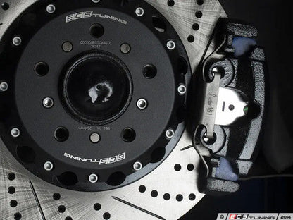 ECS Tuning 2-Piece Semi-Floating Front Brake Discs/Rotors 345mm x 28mm (Pair) - Lightweight Vented Drilled & Slotted - Fits BMW E46 M3 CSL/ZCP Competition Package & Z4M Coupe/Roadster S54 - Performance Track/Fast Road Upgrade