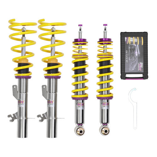 KW Variant 3 V3 Inox-Line Stainless Steel Coilover Suspension Kit for BMW 2 Series F22 F23 RWD (Coupe & Convertible, Non-EDC) - Height, Rebound & Compression Adjustable - Lowering 25-50mm - Fast Road & Track - Fits 220i 228i M235i M240i 218d 220d
