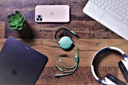 Retractable Silicone Charging Cable - 3 in 1