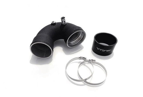 VRSF Aluminium Cold Side J-Pipe Charge Pipe Upgrade for BMW M3 M4 M2 Competition (F80 F82 F83 F87) S55 - Wrinkle Black, CNC Billet Flanges, 1/8 NPT Meth Bungs