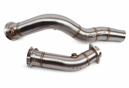 VRSF 3"/76mm Cast Catless Decat/De-Cat Downpipes (Down Pipes) for BMW S55 - M3 F80 15-18, M4 F82/F83 15-18, M2 Competition F87 18+ - Brushed SS304 V-Band High Flow Turbo Outlet Cat Delete Race Pipes