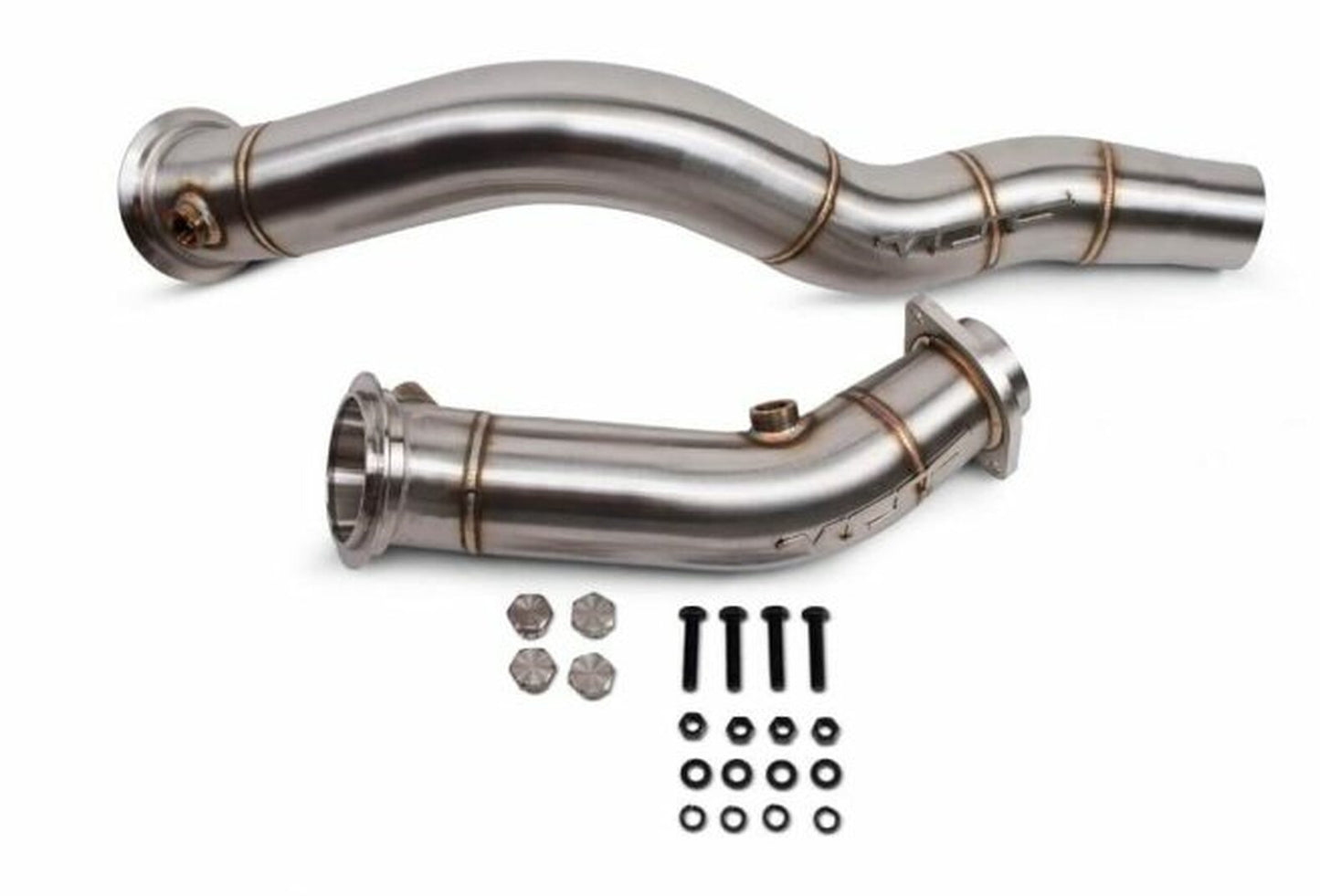 VRSF 3"/76mm Cast Catless Decat/De-Cat Downpipes (Down Pipes) for BMW S55 - M3 F80 15-18, M4 F82/F83 15-18, M2 Competition F87 18+ - Brushed SS304 V-Band High Flow Turbo Outlet Cat Delete Race Pipes