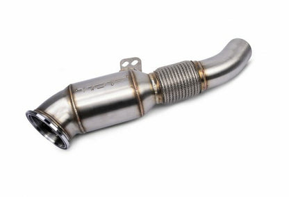 VRSF BMW B58 3.0 4.5" High-Flow Catted Downpipe / Turbo Outlet Front Pipe, 200 CPSI Sports Cat, Brushed 304 Stainless - Fits M140i M240i 340i 440i 540i 740i incl xDrive, F20 F21 F22 F23 F30 F31 F32 F33 F36 G30 G11 G12 (2016+)