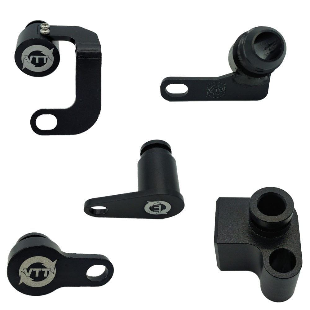 VTT BMW N54 Single Turbo Swap/Conversion Fittings Kit - Oil Feed/Drain & Coolant Delete: 1/8 NPT Oil Feed Adapter, AN10 Front Turbo Drain, Rear Return Block-Off, Coolant Port/Gallery Plugs - Vargas Turbocharger Technologies - 135i 335i 535i Z4 1M