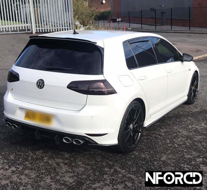 Volkswagen VW Golf R Mk7/Mk7.5 Front Bumper Lip Spoiler Splitter + Side Skirt/Rocker Extensions Gloss Black ABS Aero Body Kit (2012-2020)
