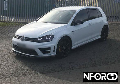 Volkswagen VW Golf R Mk7/Mk7.5 Front Bumper Lip Spoiler Splitter + Side Skirt/Rocker Extensions Gloss Black ABS Aero Body Kit (2012-2020)