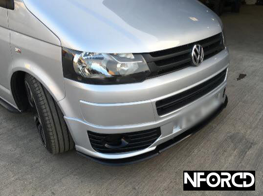 Volkswagen VW Transporter T5.1 Front Splitter - Gloss Black ABS Front Lip Spoiler by KSB, Front Bumper Splitter, Fitting Kit Included, UK Made