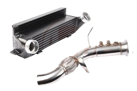 Wagner Tuning BMW 335d Front Mount Intercooler (FMIC) & Front/Downpipe Kit - E90 E91 E92 E93 (2006-2011) E9X 3 Series Charge Air Cooler + High-Flow SS304 Front Pipe | Bolt-On, Plug-and-Play Diesel Performance Upgrade | 700001018