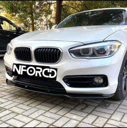 BMW 1 Series F20 F21 LCI Facelift 2015-2019 Gloss Black Front Bumper Lip Splitter - SE/Standard Bumper (Non M Sport) Chin Spoiler, Front Lower Valance Aero Apron Extension