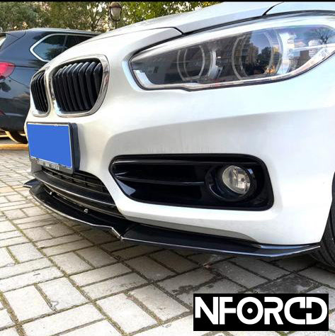 BMW 1 Series F20 F21 LCI Facelift 2015-2019 Gloss Black Front Bumper Lip Splitter - SE/Standard Bumper (Non M Sport) Chin Spoiler, Front Lower Valance Aero Apron Extension