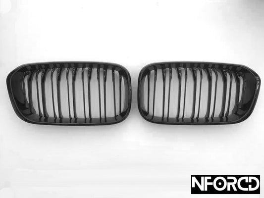 BMW 2 Series F22 2014-2019 Black Kidney Grilles (M235i M240i) Front Grill/Grille Set - Shadowline De-Chrome OEM-Style Replacement