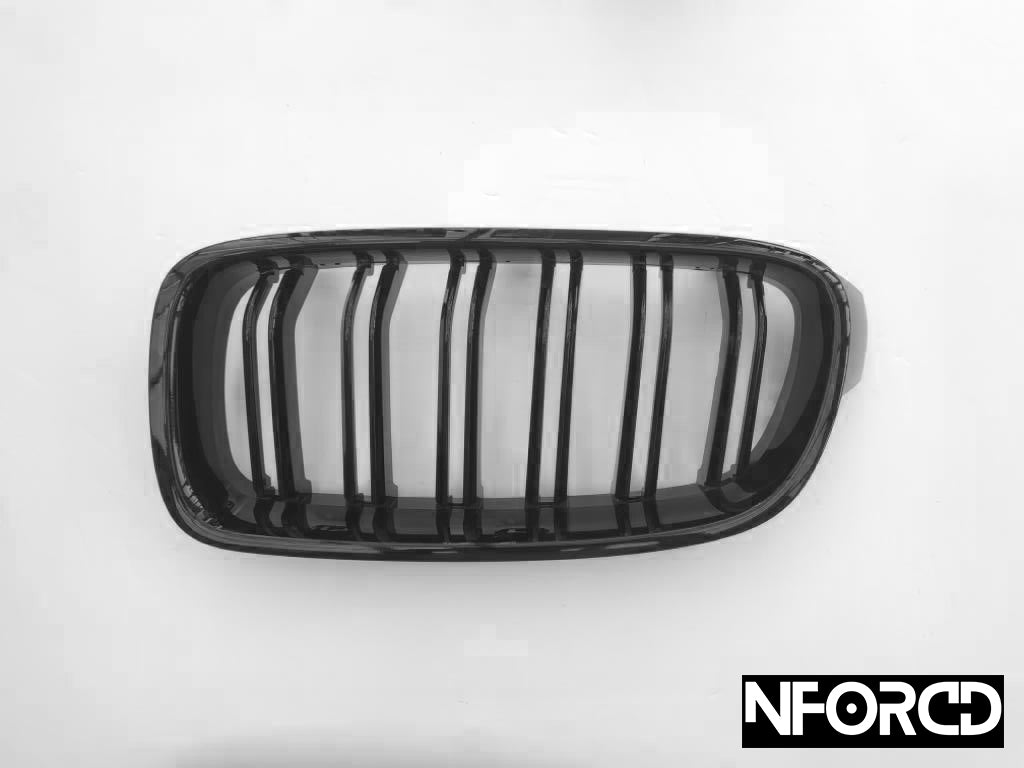 Black Double/Twin Slat Kidney Grilles (Grills) for BMW 3 Series F30 2012–2018 Pre‑Facelift & LCI | Shadowline Chrome Delete Blackout Front Grill Set | M Sport / M Performance Style Replacement