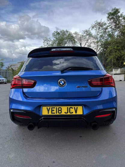 BMW 1 Series F20 F21 Facelift Full Body Kit for M140i & M135i LCI - Front Splitter, Side Skirts, Aggressive Rear Diffuser, Boot Spoiler, Gloss Black Kidney Grilles & M-Style Mirror Caps | Nforcd