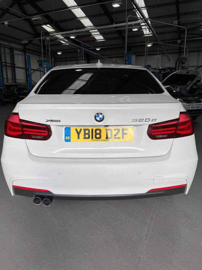 BMW 3 Series F30 F31 M Sport Rear Diffuser Valance Gloss Black 2012-2019 - Rear Bumper Trim/Apron Insert Splitter, Lower Bumper Lip, M Performance Style - Saloon/Sedan & Touring/Estate - Single or Dual Exhaust - UK Stock
