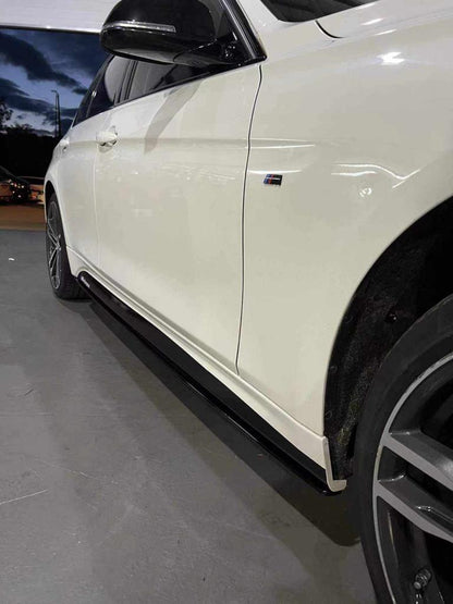 BMW 3 Series F30 2012-2018 Saloon Front Lip Splitter Spoiler & Side Skirts Kit - Gloss Black ABS Chin Spoiler, Lower Bumper Valance/Air Dam + Sill/Rocker Extensions, Side Blades - UK Made Aero Body Kit