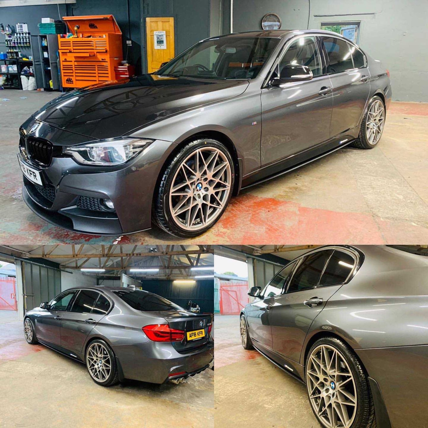 BMW F30 LCI Facelift 3 Series M Sport Full Body Kit (2015-2019)  Front Splitter/Lip, Side Skirts, Rear Diffuser, Boot Spoiler, Black Kidney Grilles, Black M-Style Mirror Covers | UK Stock | Fits 335i 340i M Sport