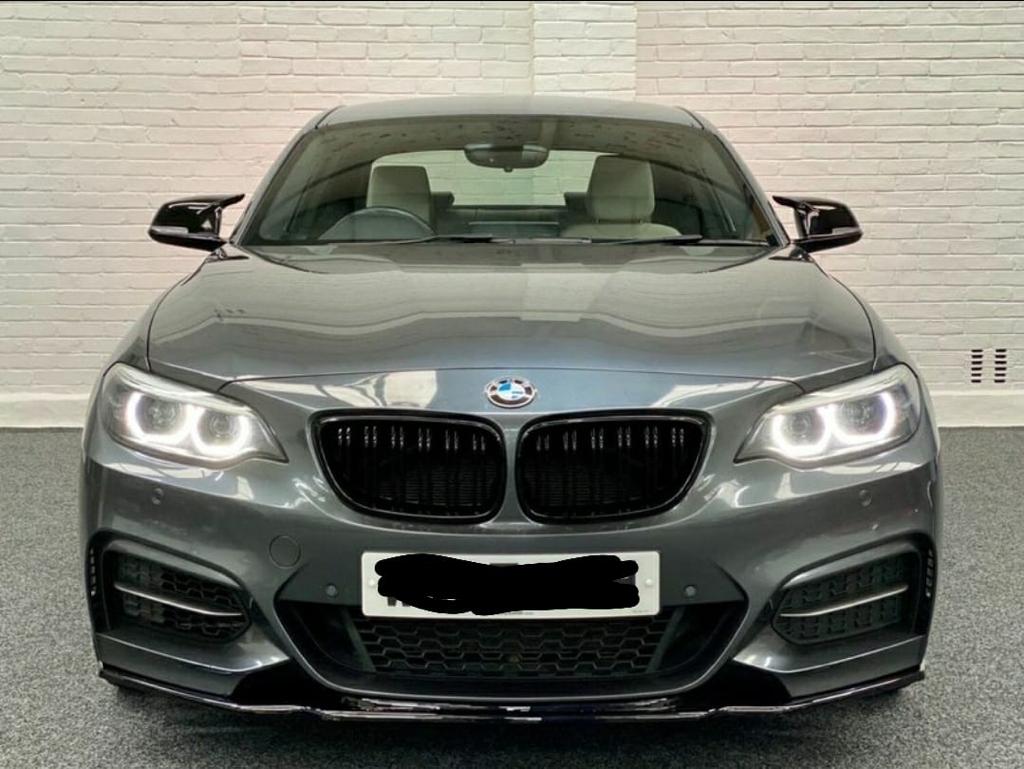 BMW 2 Series F22 Coupe Front Splitter/Lip & Side Skirt Extensions Kit in Gloss Black ABS  Fits M235i & M240i (20142018) with M Sport/M-Style Bumper