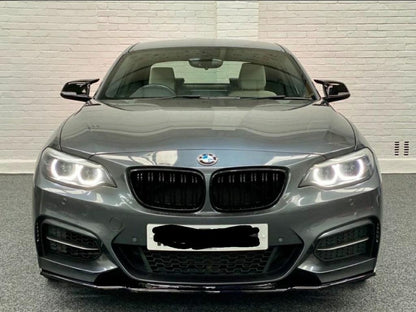 BMW 2 Series F22 Coupe Front Splitter/Lip & Side Skirt Extensions Kit in Gloss Black ABS  Fits M235i & M240i (20142018) with M Sport/M-Style Bumper