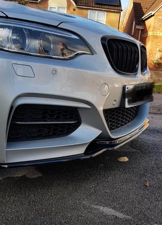 BMW 2 Series F22 Coupe Front Splitter/Lip & Side Skirt Extensions Kit in Gloss Black ABS  Fits M235i & M240i (20142018) with M Sport/M-Style Bumper