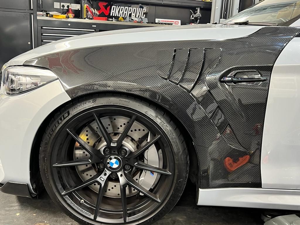 BMW F87 M2 / M2 Competition (M2C) 2016-2021 Carbon Fibre/Fiber Front Wings | Front Fenders / Quarter Panels / Arches | Dry Carbon Pre-Preg Gloss | OEM-Style Fit Lightweight Replacement Pair/Set