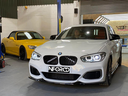Gloss Black Front Lip Splitter/Chin Spoiler for BMW 1 Series F20 F21 LCI Facelift (2015-2019) - Front Bumper Lip Valance/Extension, ABS OEM Style - Fits M140i M135i 114i 116i 118i 120i 125i 114d 116d 118d 120d 125d