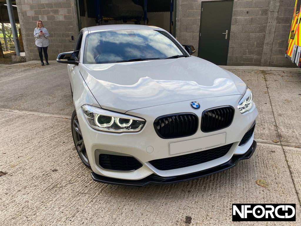 Gloss Black Front Lip Splitter/Chin Spoiler for BMW 1 Series F20 F21 LCI Facelift (2015-2019) - Front Bumper Lip Valance/Extension, ABS OEM Style - Fits M140i M135i 114i 116i 118i 120i 125i 114d 116d 118d 120d 125d