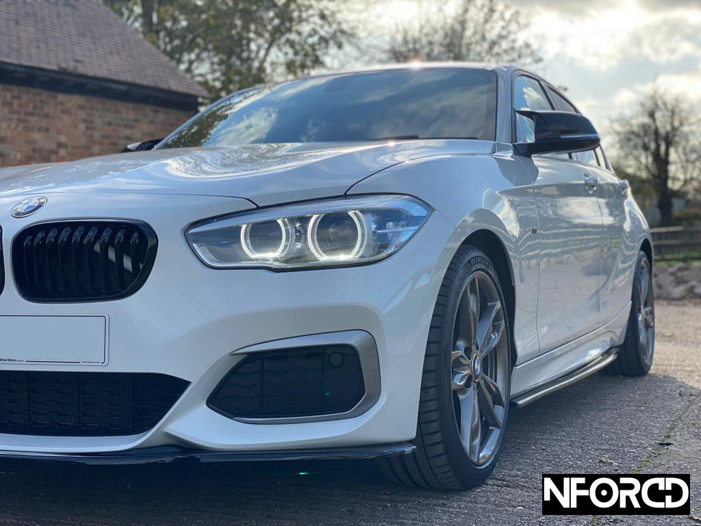 Gloss Black Front Lip Splitter/Chin Spoiler for BMW 1 Series F20 F21 LCI Facelift (2015-2019) - Front Bumper Lip Valance/Extension, ABS OEM Style - Fits M140i M135i 114i 116i 118i 120i 125i 114d 116d 118d 120d 125d