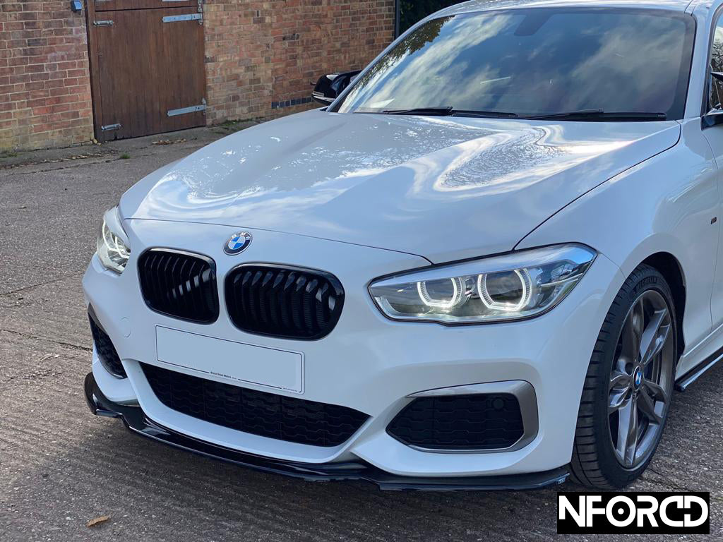 Gloss Black Front Lip Splitter/Chin Spoiler for BMW 1 Series F20 F21 LCI Facelift (2015-2019) - Front Bumper Lip Valance/Extension, ABS OEM Style - Fits M140i M135i 114i 116i 118i 120i 125i 114d 116d 118d 120d 125d