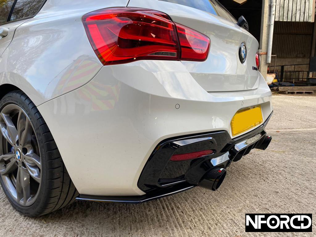 BMW 1 Series F20 LCI Rear Diffuser for M140i M135i – Gloss Black Twin Exit Dual Exhaust Valance Rear Bumper Lower Spoiler OEM Style ABS Clip-On Insert (Facelift 2015-2019) UK Stock