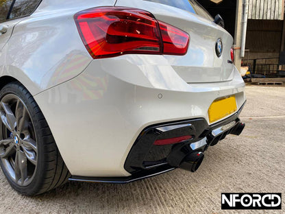 BMW 1 Series F20 LCI Rear Diffuser for M140i M135i – Gloss Black Twin Exit Dual Exhaust Valance Rear Bumper Lower Spoiler OEM Style ABS Clip-On Insert (Facelift 2015-2019) UK Stock